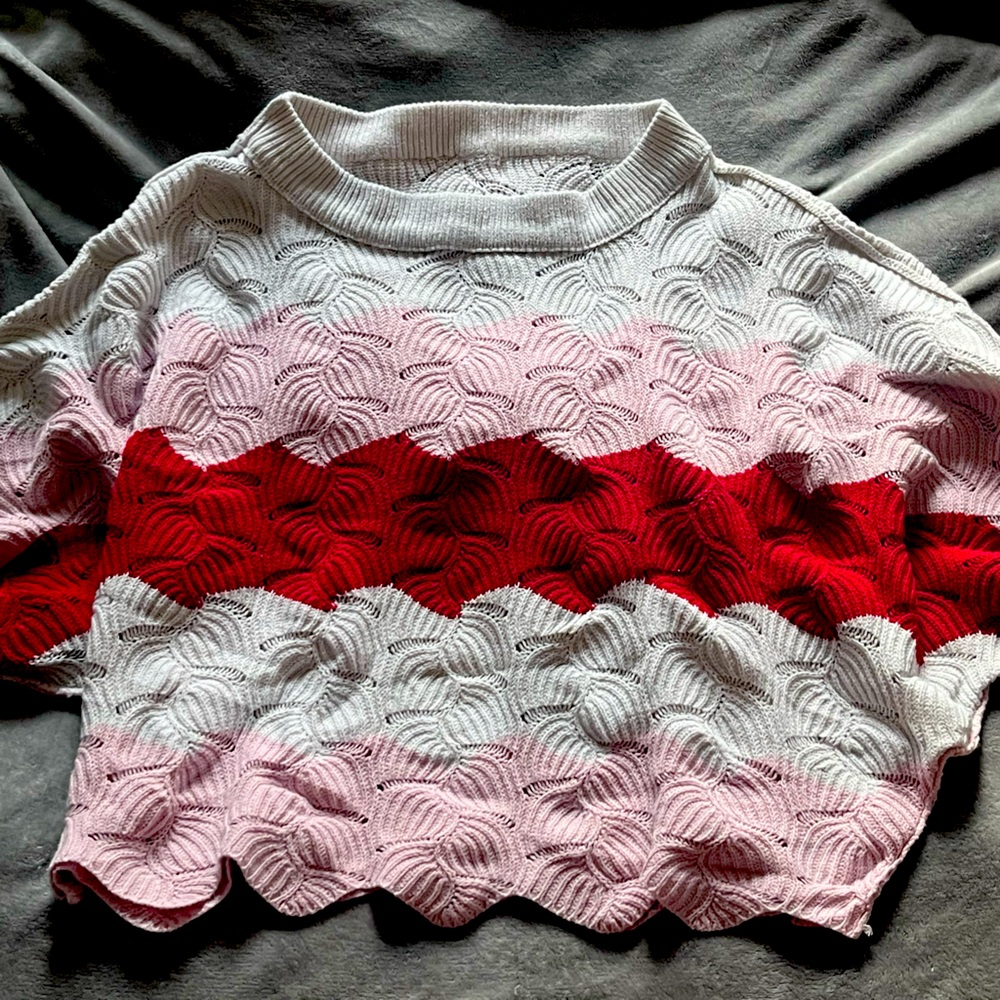 Red, Pink, and White Sweater